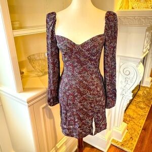 Aritzia Wilfred Novella sweet heart neck multi pattern mini dress size 6